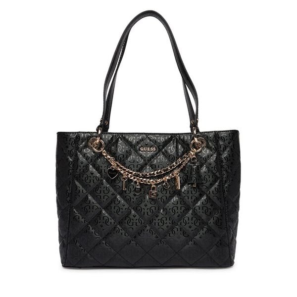 Torebka Guess. Czarne shopper Guess, z aplikacjami, bez dodatków. Za 410.99 zł.
