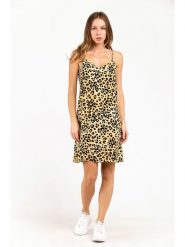 Moschino Sukienka w kolorze żółto-czarnym rozmiar: M. Czarne sukienki MOSCHINO, m, bez wzorów, z wiskozy, bez kołnierzyka, bez ramiączek, mini. Za 206.91 zł.