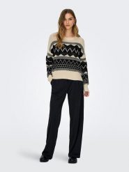 ONLY Sweter w kolorze beżowo-czarnym rozmiar: S. Brązowe swetry Only, s, bez wzorów, ze splotem, bez ramiączek. Za 157.73 zł.