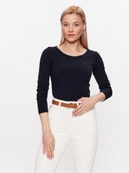 Tommy Hilfiger Bluzka WW0WW38869 Granatowy Slim Fit. Niebieskie bluzki TOMMY HILFIGER, xl, bez wzorów, z wiskozy, bez kołnierzyka, bez ramiączek. Za 189.99 zł.