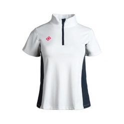 Koszulka do padla Temple Top damska, zapinana na zamek, elastyczna i oddychająca. Białe bluzki Izas, bez wzorów, z nylonu, bez kołnierzyka, bez ramiączek. Za 160.83 zł.