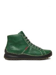 Rieker Botki 71510-52 Zielony. Zielone botki Rieker, bez wzorów, z materiału, bez obcasa, na płaskiej podeszwie, bez zapięcia. Za 349.99 zł.