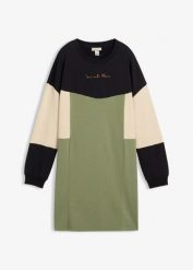 Sukienka dresowa z czystej bawełny. Zielone sukienki bonprix, bez wzorów, z bawełny, bez kołnierzyka, bez ramiączek. Za 159.99 zł.
