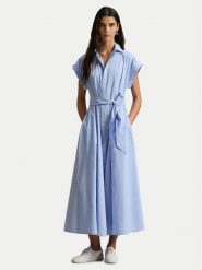 Polo Ralph Lauren Sukienka koszulowa 211A96363001 Błękitny Regular Fit. Niebieskie sukienki Polo Ralph Lauren, bez wzorów, z bawełny, bez kołnierzyka, bez ramiączek, koszulowe. Za 1,599.00 zł.
