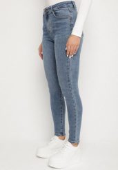 Niebieskie Jeansy o Kroju Skinny z Wysokim Stanem Solarie. Niebieskie jeansy Born2be, l, bez wzorów, z podwyższonym stanem. Za 119.99 zł.
