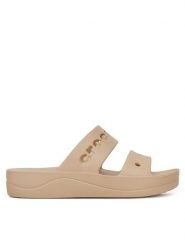 Crocs Klapki BAYA PLATFORM SANDAL 208188-212 Beżowy. Brązowe klapki Crocs, bez wzorów, z syntetyku, bez obcasa. Za 199.99 zł.