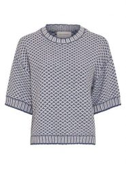 MOSS COPENHAGEN Sweter "Catina" w kolorze niebiesko-białym rozmiar: M/L. Białe swetry Moss Copenhagen, l, bez wzorów, bez ramiączek. Za 157.73 zł.