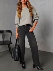 LA Angels Sweter w kolorze szarym rozmiar: M. Szare swetry LA Angels, m, bez wzorów, bez ramiączek. Za 217.53 zł.