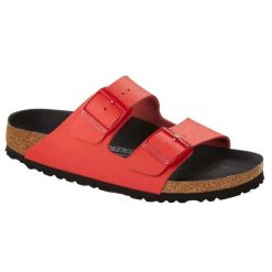 Klapki damskie Birkenstock Arizona BS Birko-flor. Czerwone klapki Birkenstock, bez wzorów, z materiału, bez obcasa. Za 287.00 zł.