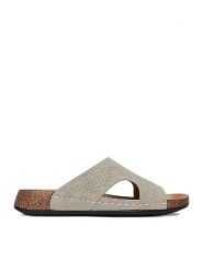 Go Soft Klapki CEO-W25701 Szary. Szare klapki GO SOFT, bez wzorów, ze skóry, bez obcasa. Za 89.99 zł.