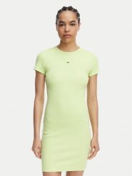 Tommy Jeans Sukienka letnia Flag DW0DW22613 Zielony jasny Slim Fit. Zielone sukienki Tommy Jeans, na lato, l, bez wzorów, z bawełny, bez kołnierzyka, bez ramiączek. Za 289.99 zł.