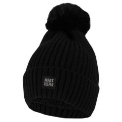 Czapka termiczna + pompon damska Rozmiar uniwersalny. Czarne czapki HEAT KEEPER, bez wzorów, z elastanu. Za 117.79 zł.