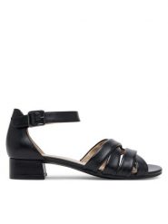 Caprice Sandały 9-28201-44 Czarny. Czarne sandały Caprice, bez wzorów, ze skóry, bez obcasa, na słupku, bez zapięcia. Za 227.99 zł.