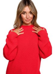 Be Wear Sweter w kolorze czerwonym rozmiar: L/XL. Czerwone swetry Be Wear, l, bez wzorów, ze splotem, bez ramiączek. Za 205.95 zł.