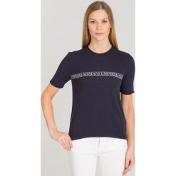SWETER EMPORIO ARMANI. Niebieskie swetry Emporio Armani, bez wzorów, z wełny, bez ramiączek. Za 404.50 zł.