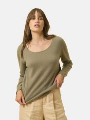 Just Cashmere Kaszmirowy sweter "Fiona" w kolorze khaki rozmiar: L. Brązowe swetry Just Cashmere, l, bez wzorów, z kaszmiru, bez ramiączek. Za 347.99 zł.