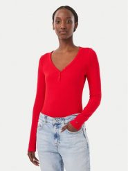 Tommy Jeans Bluzka DW0DW23259 Czerwony Slim Fit. Czerwone bluzki Tommy Jeans, s, bez wzorów, z jeansu, bez kołnierzyka, bez ramiączek. Za 189.99 zł.