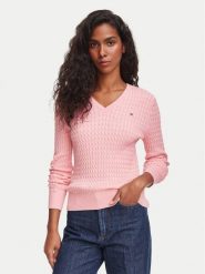Tommy Hilfiger Sweter WW0WW44987 Różowy jasny Regular Fit. Czerwone swetry TOMMY HILFIGER, s, bez wzorów, z bawełny, bez ramiączek. Za 529.99 zł.