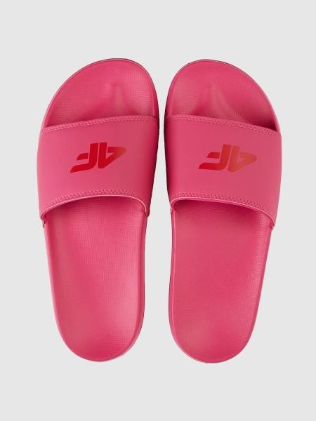 Klapki damskie 4F 4FRSS26FSLIF062. Czerwone klapki 4f, bez wzorów, z materiału, bez obcasa. Za 59.99 zł.