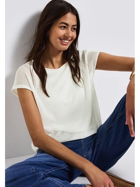 Street One Koszulka w kolorze białym rozmiar: 40. Białe bluzki Street One, bez wzorów, street, bez kołnierzyka, bez ramiączek. Za 113.63 zł.