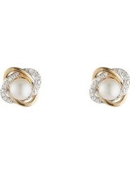 DIAMOND & CO Złote kolczyki-wkrętki "Mitsa" z diamentami i perłami rozmiar: onesize. Białe kolczyki Diamond & Co, z diamentem, złote. Za 876.46 zł.