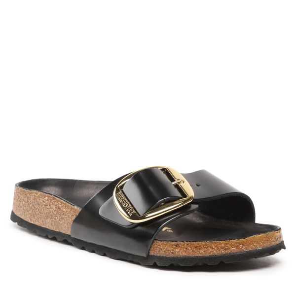 Klapki Birkenstock. Czarne klapki Birkenstock, bez wzorów, bez obcasa. Za 629.99 zł.