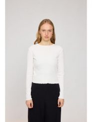 MAZINE Koszulka "Ribbed" w kolorze kremowym rozmiar: L. Brązowe bluzki MAZINE, l, bez wzorów, z bawełny, bez kołnierzyka, bez ramiączek. Za 118.56 zł.