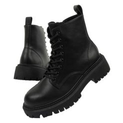 Buty traperki damskie Skechers. Czarne trapery i śniegowce Skechers, ze skóry, przed kolano. Za 269.00 zł.