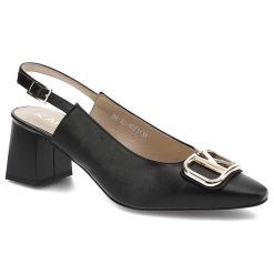 Czarne Sandały Karino Eleganckie Skórzane Buty Damskie. Czarne sandały Karino, bez wzorów, ze skóry, biznesowe, bez obcasa, na obcasie, bez zapięcia. Za 259.00 zł.