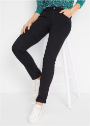 Dżinsy ze stretchem straight, mid waist. Czarne jeansy bonprix, bez wzorów. Za 82.99 zł.