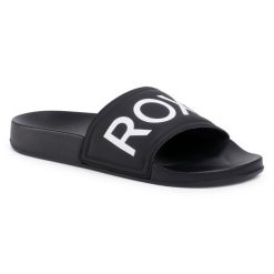 Klapki Roxy. Czarne klapki Roxy, bez wzorów, bez obcasa. Za 89.99 zł.