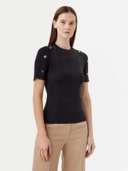 Motivi Sweter M5876000937N Czarny Slim Fit. Czarne swetry Motivi, m, bez wzorów, z syntetyku, bez ramiączek. Za 109.99 zł.