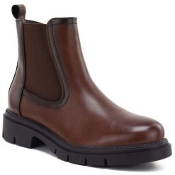 Skórzane botki damskie sztyblety brązowe Sergio Leone BT-01-S. Brązowe botki Sergio Leone, bez wzorów, ze skóry, bez obcasa, bez zapięcia. Za 219.99 zł.