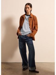 STEFANEL Koszulka w kolorze błękitno-granatowym rozmiar: XL. Niebieskie bluzki Stefanel, xl, bez wzorów, z bawełny, bez kołnierzyka, bez ramiączek. Za 78.99 zł.