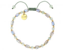 Bransoletka z mosiądzu pozłacana z prehnitami i szklanymi detalami. Bransoletki Artelioni, pozłacane. Za 119.00 zł.