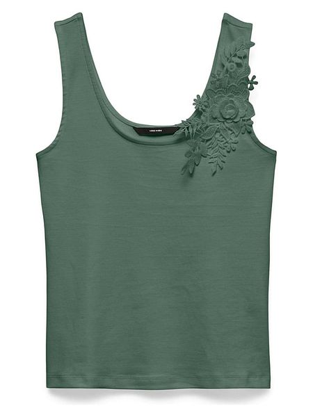 Vero Moda Top w kolorze zielonym rozmiar: M. Zielone topy Vero Moda, m, bez wzorów, z bawełny, bez kołnierzyka, bez ramiączek. Za 72.95 zł.