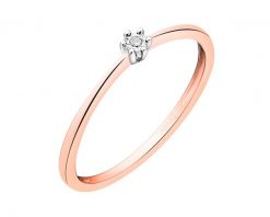 Pierścionek z różowego i białego złota z brylantem - 0,01 ct - próba 375. Białe pierścionki Apart, z brylantem, złote. Za 689.00 zł.