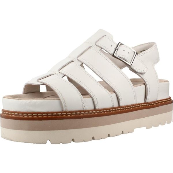Sandały CLARKS ORIANNA TWIST Biały. Białe sandały Clarks, bez wzorów, ze skóry, bez obcasa, bez zapięcia. Za 432.99 zł.