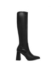 DeeZee Kozaki W4LD192504H Czarny. Czarne kozaki DeeZee, z materiału, bez obcasa, na słupku, bez zapięcia. Za 259.99 zł.