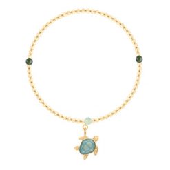 Naszyjnik Planets z kamieniami z Żółwiem z turkusową emalią, pozłacany. Niebieskie naszyjniki Lilou, z kryształem, pozłacane. Za 388.00 zł.