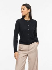 Vila Kardigan "Vimalu" w kolorze czarnym rozmiar: L. Czarne kardigany Vila, l, bez wzorów, z materiału. Za 88.23 zł.