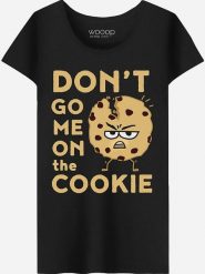WOOOP Koszulka "Don't go me on the Cookie" w kolorze czarnym rozmiar: XXL. Czarne bluzki Wooop, xxl, bez wzorów, z bawełny, bez kołnierzyka, bez ramiączek. Za 93.07 zł.