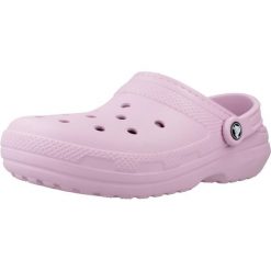 Sandały CROCS CLASSIC LINED CLOG Rose. Czerwone sandały Crocs, bez wzorów, z syntetyku, bez obcasa, bez zapięcia. Za 337.10 zł.