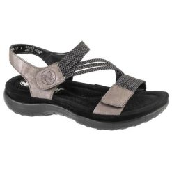 Sandały Rieker Sandals 64870-42 szare. Szare sandały bez wzorów, z gumy, z otwartym noskiem, bez obcasa, bez zapięcia. Za 388.97 zł.