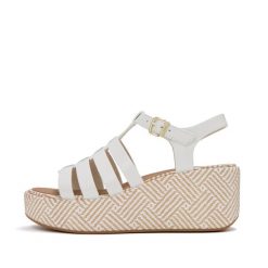 Damskie sandały na koturnie FitFlop PlatFForms. Białe sandały FIT FLOP, bez wzorów, z materiału, eleganckie, bez obcasa, na koturnie, bez zapięcia. Za 678.50 zł.