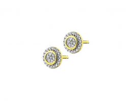 Kolczyki z żółtego złota z diamentami - 0,12 ct - próba 585. Żółte kolczyki Apart, z diamentem, złote. Za 1,890.00 zł.