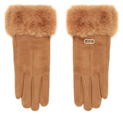 Rękawiczki Damskie Liu Jo. Brązowe rękawiczki Liu Jo, bez wzorów, z dzianiny. Za 219.99 zł.