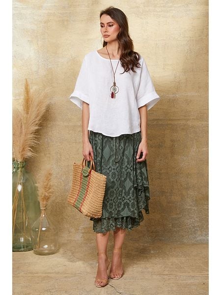 La Compagnie Du Lin Lniana koszulka "Calane" w kolorze białym rozmiar: S. Białe bluzki La Compagnie Du Lin, s, bez wzorów, ze lnu, bez kołnierzyka, bez ramiączek. Za 127.05 zł.