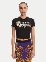 Versace Jeans Couture T-Shirt 78HAHC05 Czarny Slim Fit. Czarne t-shirty Versace Jeans Couture, xl, bez wzorów, z bawełny, bez kołnierzyka, bez ramiączek. Za 489.99 zł.