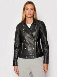 Gestuz Kurtka skórzana Melgz 10904666 Czarny Regular Fit. Czarne kurtki Gestuz, bez wzorów, ze skóry, bez kaptura. Za 1,439.00 zł.